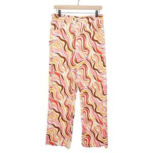 Rue 21 Colorful Retro Print‎ Vintage Inspired High Rise Wide Leg Pants Large L